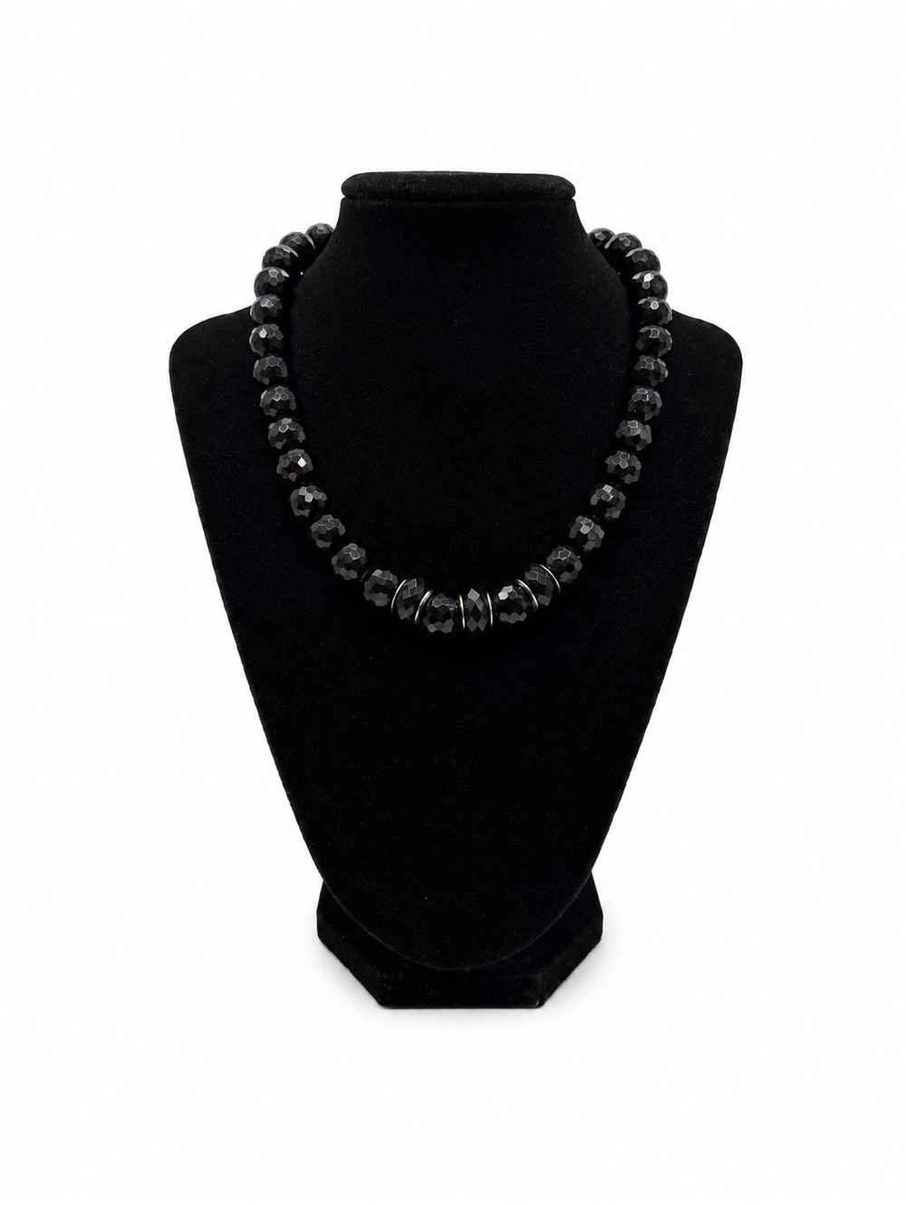 Jewelry By GG Black Faceted Jet Costume 8" Beaded Necklace